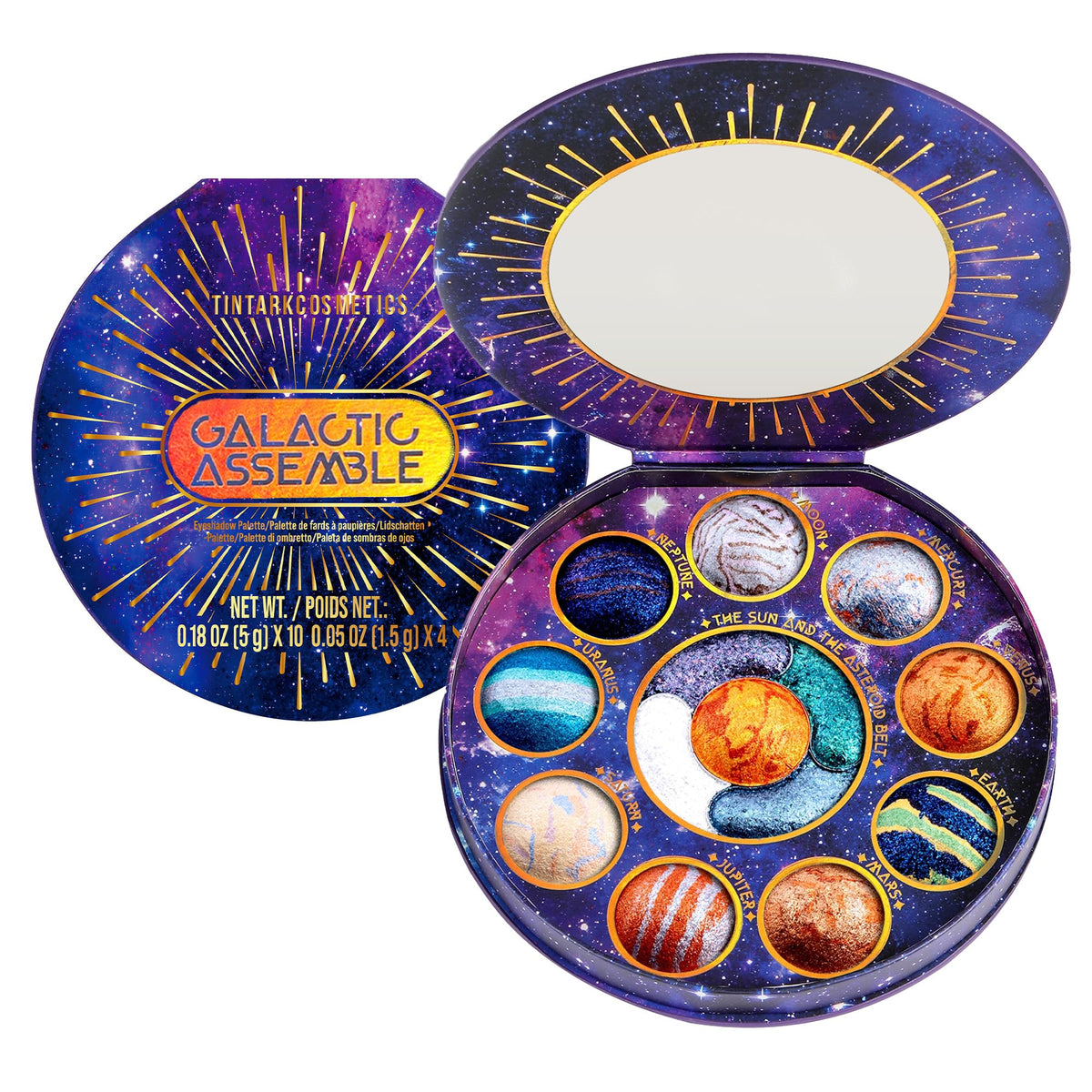 Tintark Galactic Assemble Eyeshadow front shows 3D planet design for bold, long-wearing color