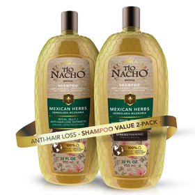 Tio Nacho Mexican Herbs shampoo bottle providing fortifying scalp care for stronger hair.
