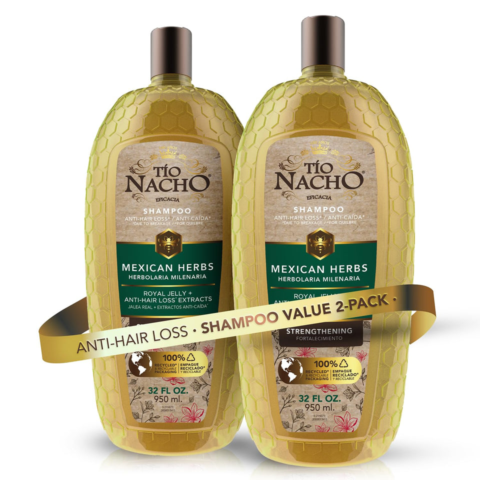 Tio Nacho Mexican Herbs shampoo bottle providing fortifying scalp care for stronger hair.