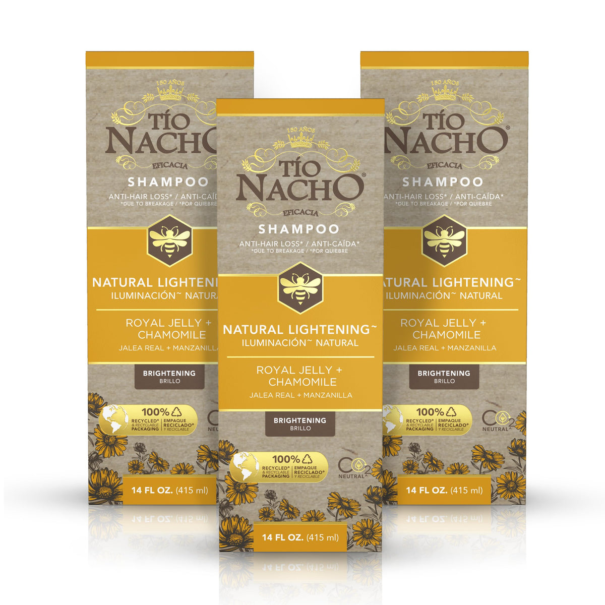Tio Nacho natural lightening shampoo bottle boosts brightness for blonde hair.
