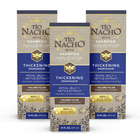 Tio Nacho thickening shampoo bottle with royal jelly for a fuller hair appearance