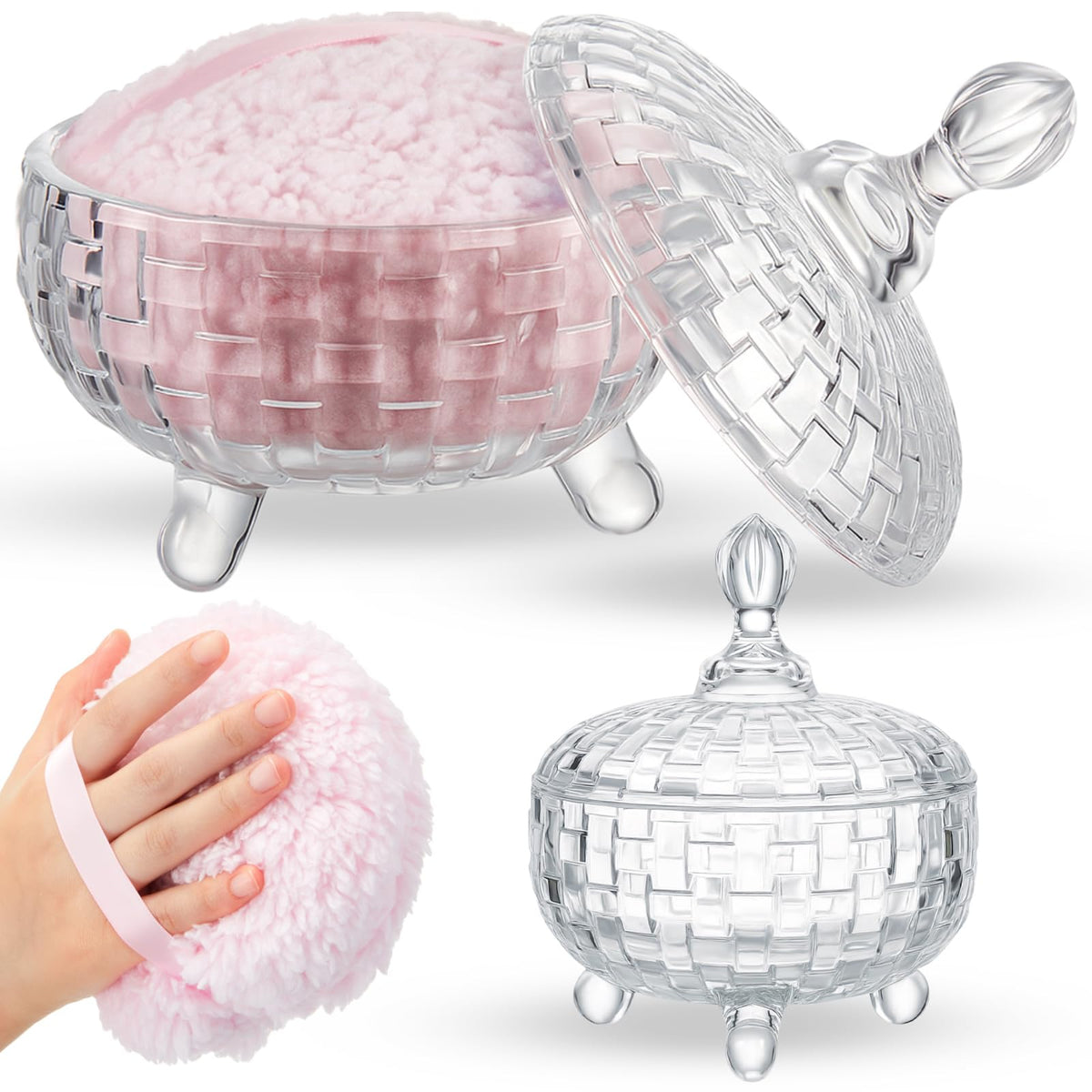 Tioncy dusting powder puff close-up shows plush texture for even, comfortable application.