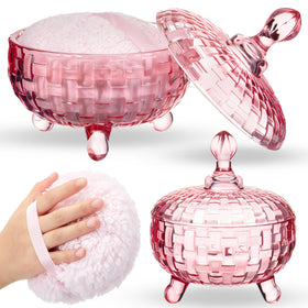 Tioncy dusting powder puff pink weave for comfortable grip