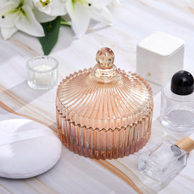 Tioncy extra-large powder puff container in amber glass for elegant storage