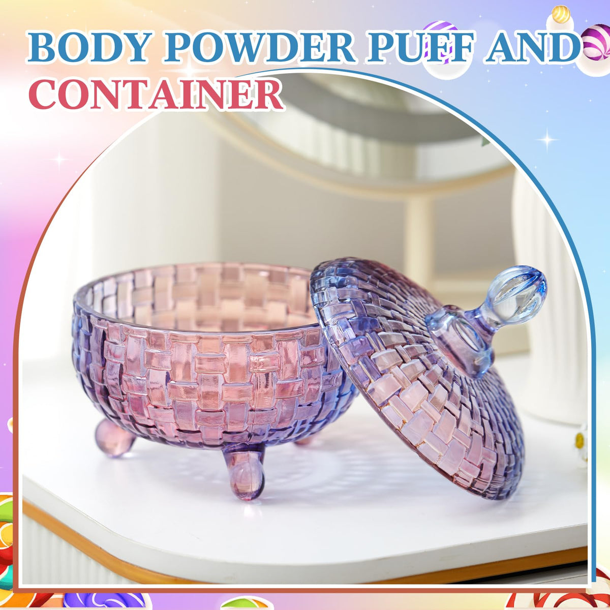 Tioncy glass jar with powder container for elegant storage and quick access