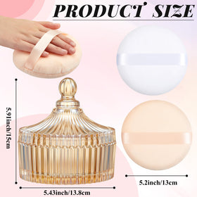 Tioncy glass jar with two fluffy puffs for easy replacements