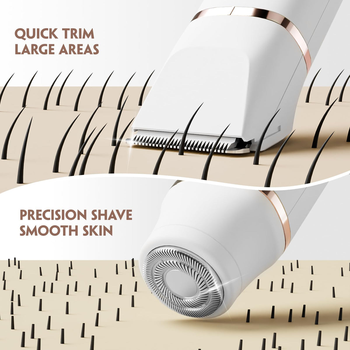Tiovara 3-in-1 heads offer precise bikini shaping and facial trimming.
