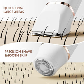 Tiovara 3-in-1 heads offer precise bikini shaping and facial trimming.
