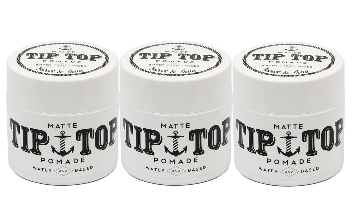 TipTop Matte Pomade pack of 3 offers all-day hold with a natural matte finish.