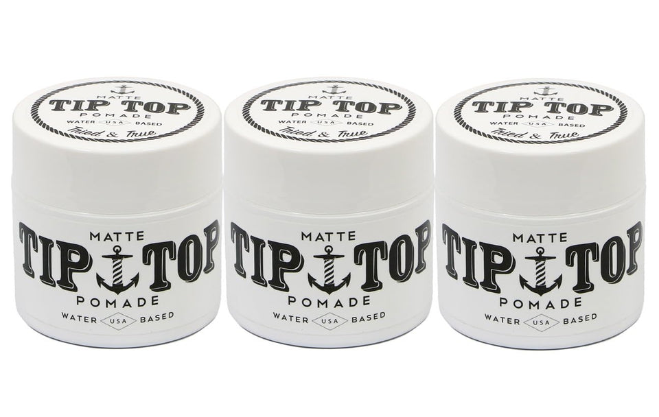 TipTop Matte Pomade pack of 3 offers all-day hold with a natural matte finish.