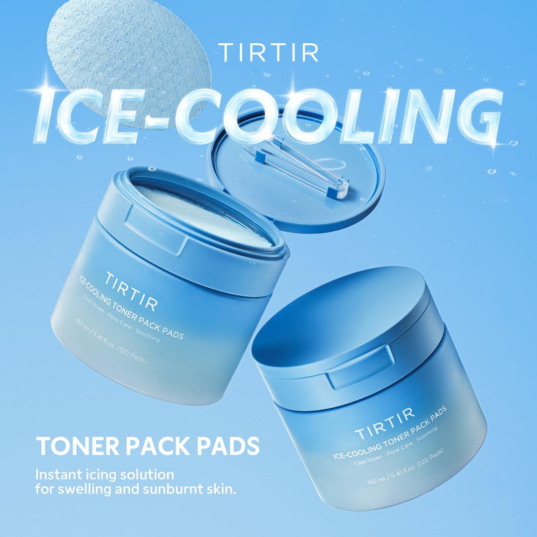 TIRTIR Ice-Cooling Toner Pad packaging highlights travel-friendly 120-unit supply