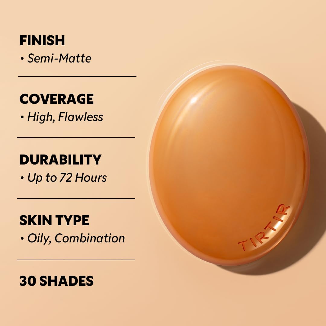 Close-up texture of TIRTIR cushion showing pore-blur finish