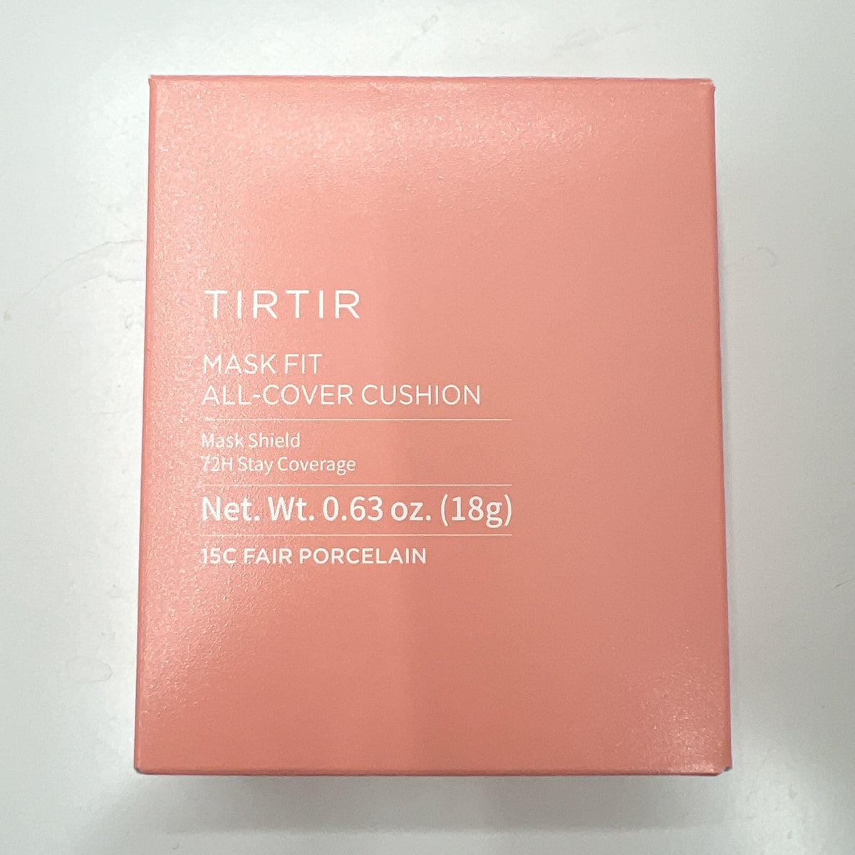 TIRTIR Packaging display of full-size 0.63 oz bottle for the cushion.