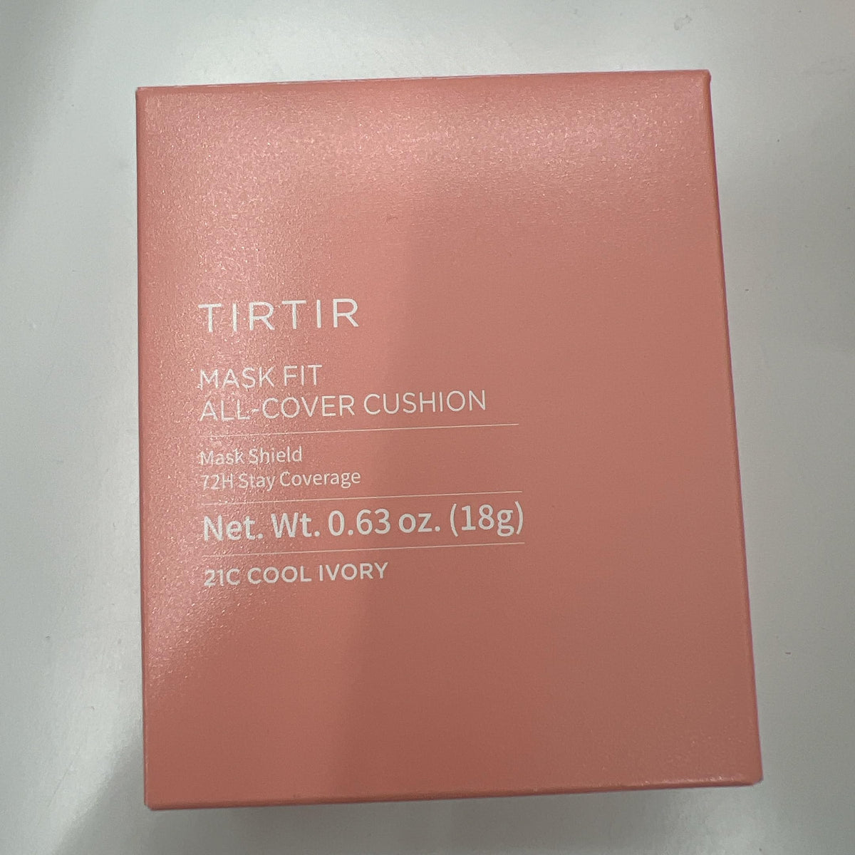 TIRTIR Mask Fit All Cover pink matte finish closeup suggests oil control for shine-free skin.