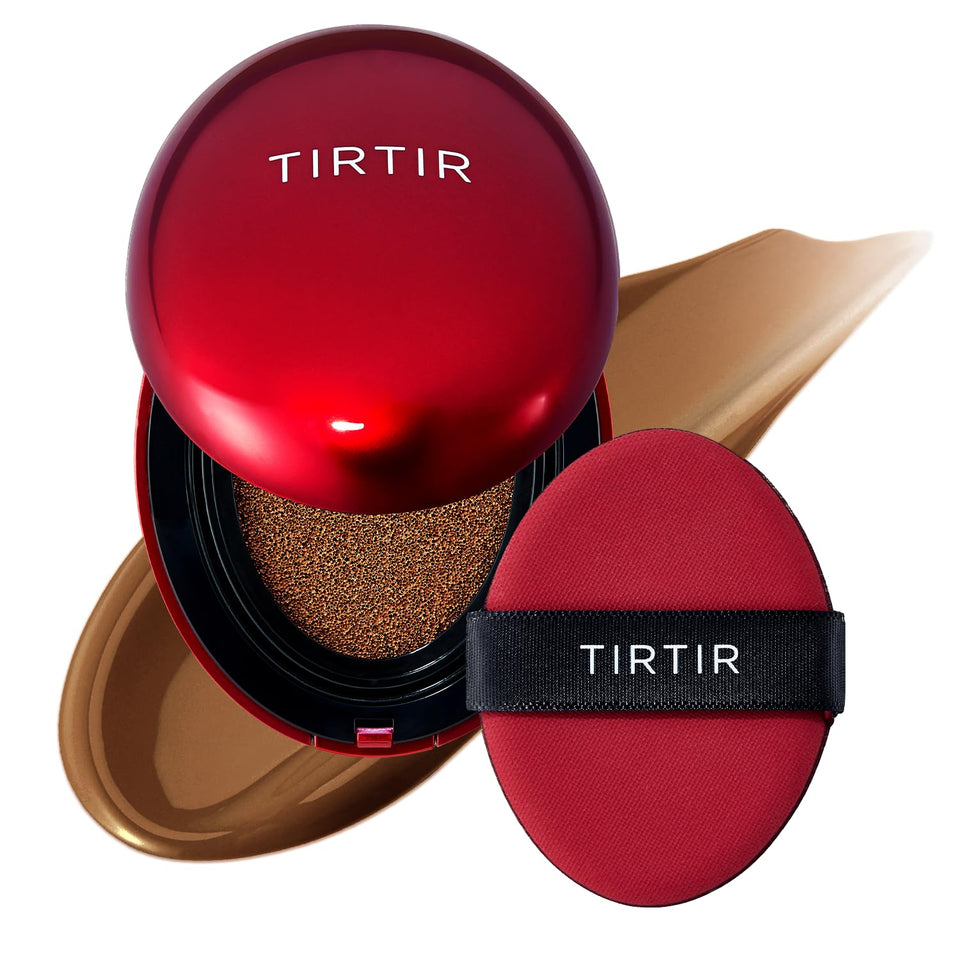 TIRTIR Mask Fit Red Cushion compact close-up shows smooth coverage for a natural finish.