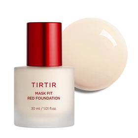 TIRTIR Mask Fit Red Foundation bottle close-up highlights sleek packaging and hydration-friendly appeal