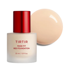 TIRTIR Mask Fit Red Foundation coverage swatch showing even tone and satin finish.
