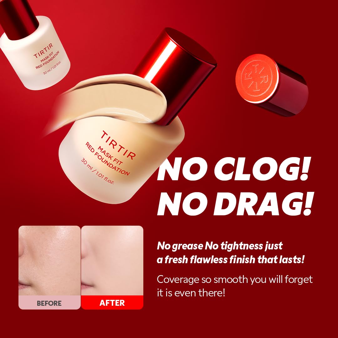 TIRTIR Mask Fit Red Foundation shade range swatches illustrating inclusive tones