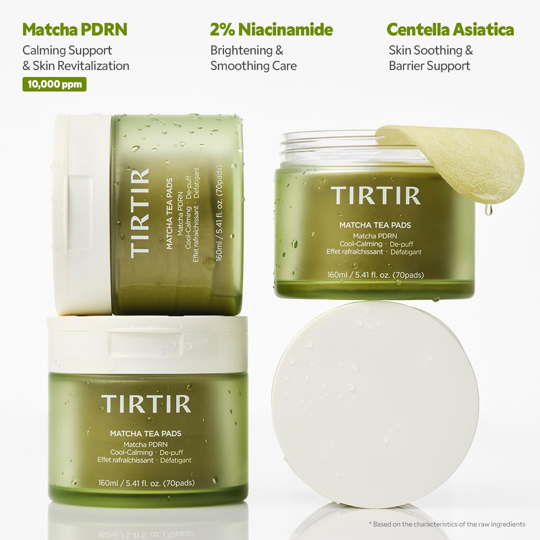 tirtir matcha pdrn toner pad soothing ingredients egcg centella asiatica