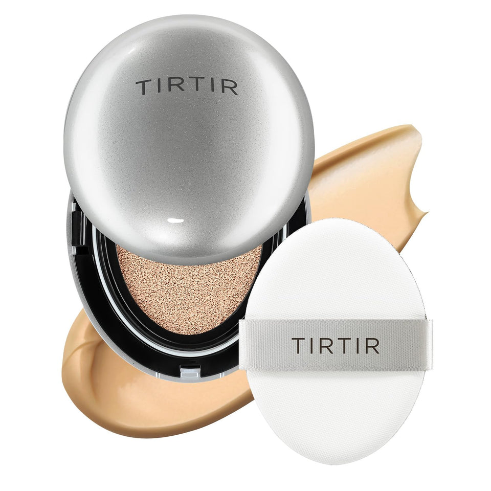 TIRTIR Mask Fit Aura Silver Cushion bottle with a semi-glow finish for radiant skin