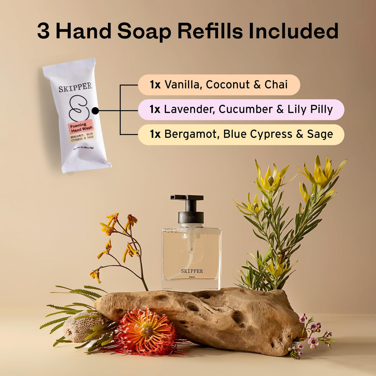Tirtyl Skipper tablets Lavender Cucumber Lilly Pilly offer a gentle wash.