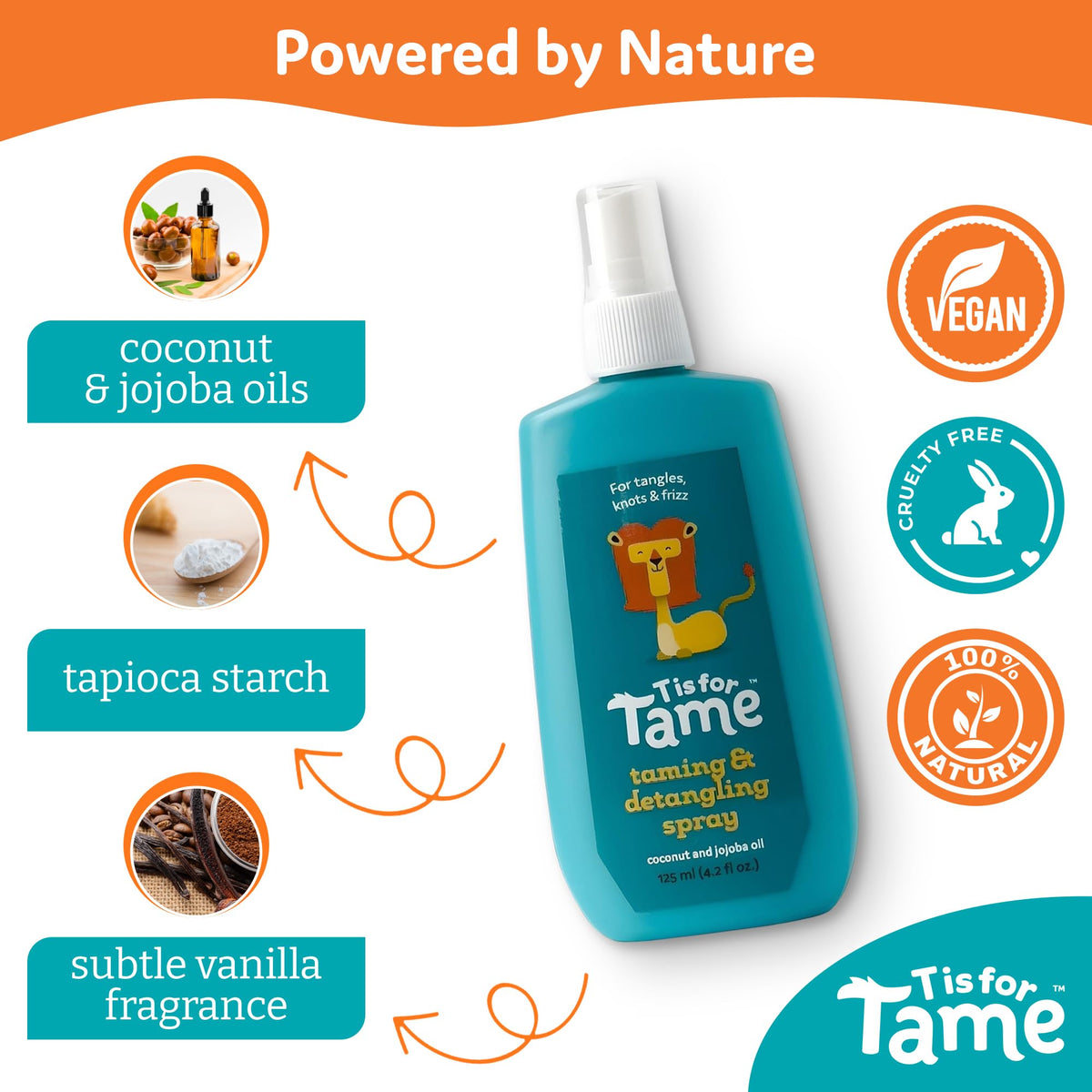 T is for Tame suitable for all hair types, including curly textures.