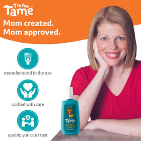 T is for Tame baby-safe haircare for ages 0 and up.