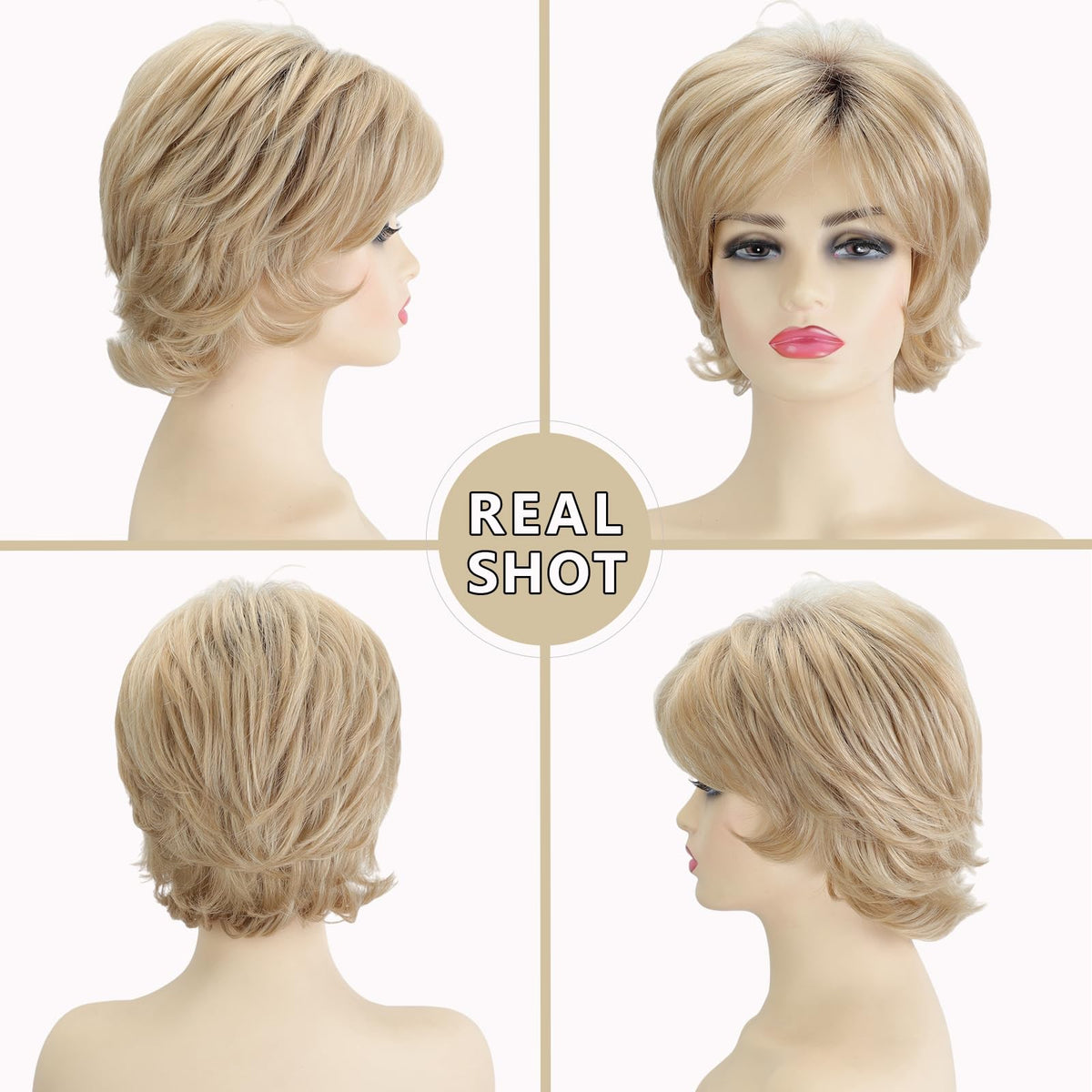 TISHINING short ombre wig with bangs provides versatile styling for parties or work.