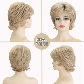 TISHINING short ombre wig with bangs provides versatile styling for parties or work.