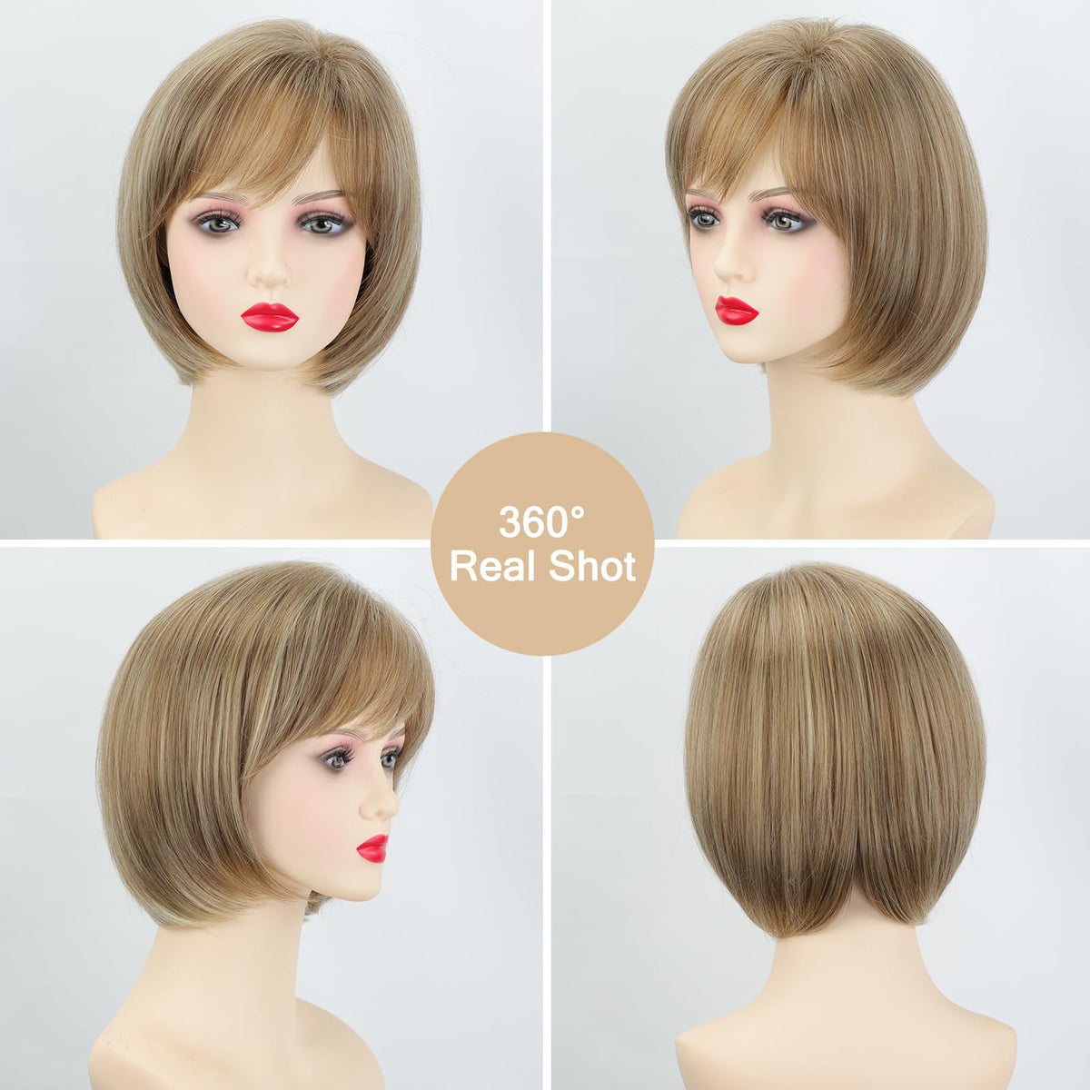TISHINING pixie bob wig layered straight creates a sleek silhouette.