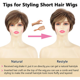 TISHINING Pixie Cut wig uses soft heat-resistant fibers for styling variety.