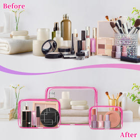 TISRATOK sturdy zipper cosmetic pouch seals liquids and cosmetics securely.