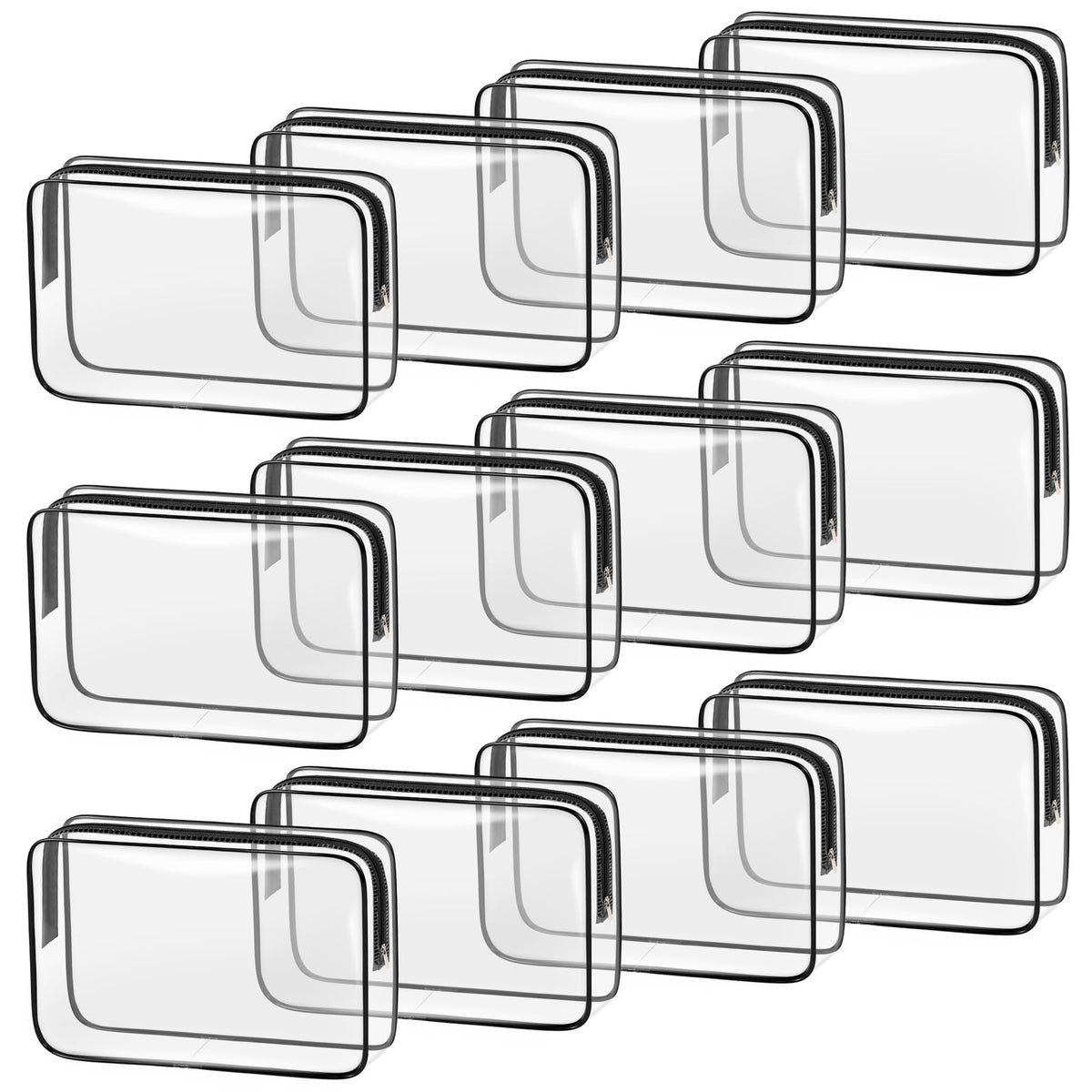 TISRATOK clear makeup bag bulk pack with transparent design for easy content identification