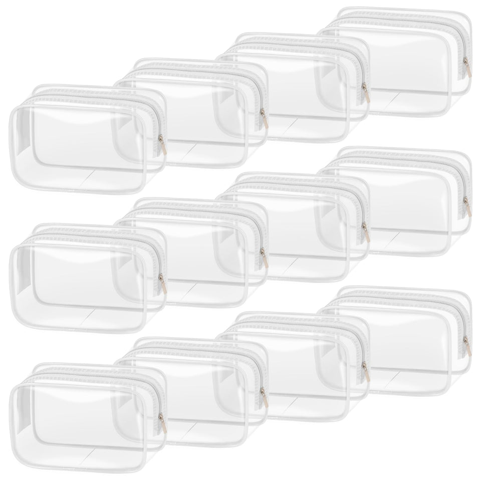 TISRATOK clear makeup bag with contents visible, ideal for quick travel checks