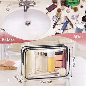 TISRATOK clear makeup bag zipper closure ensures secure storage during travel