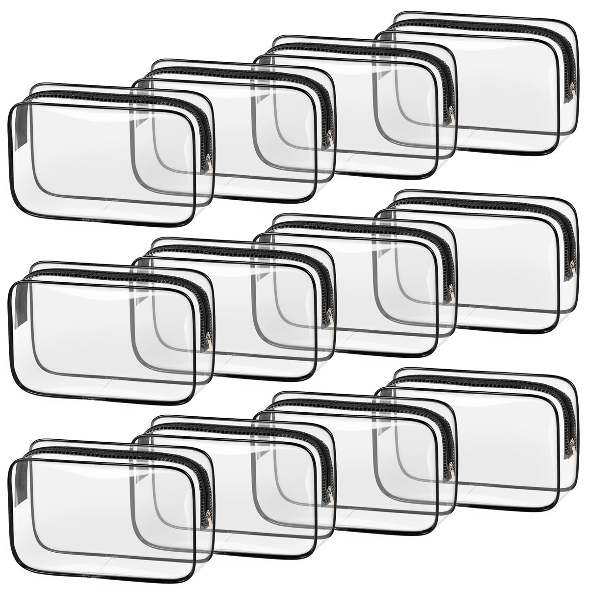 TISRATOK clear makeup bag with zipper for easy visibility and secure packing.
