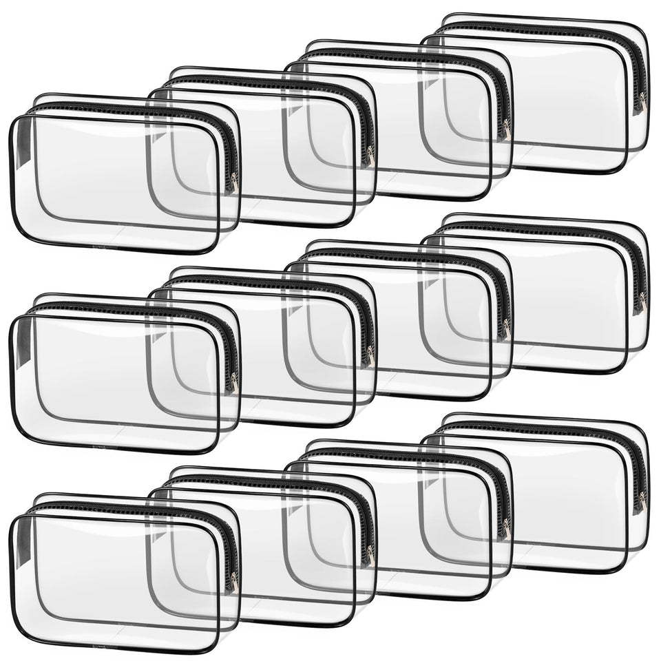 TISRATOK clear makeup bag with zipper for easy visibility and secure packing.