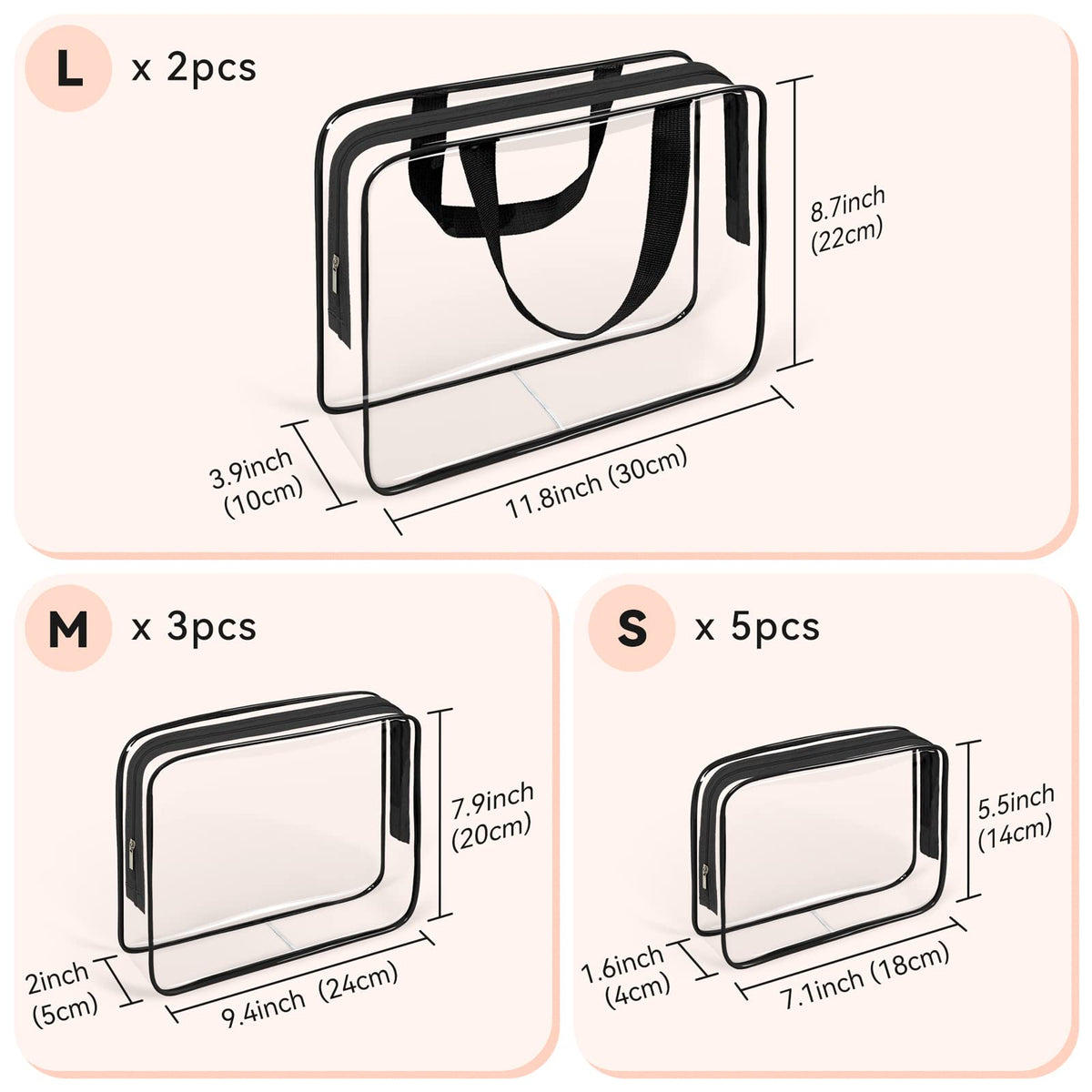 TISTRATOK clear toiletry bag medium, easy access to essentials during travel.