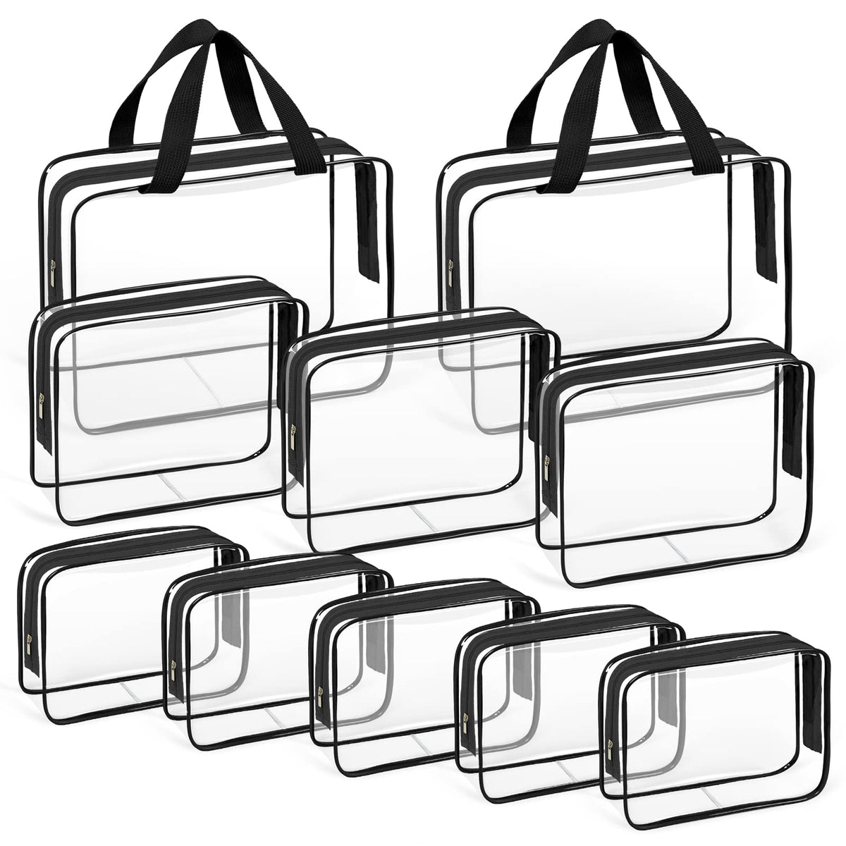 TISTRATOK clear travel makeup bag, large size keeps cosmetics organized on the go.