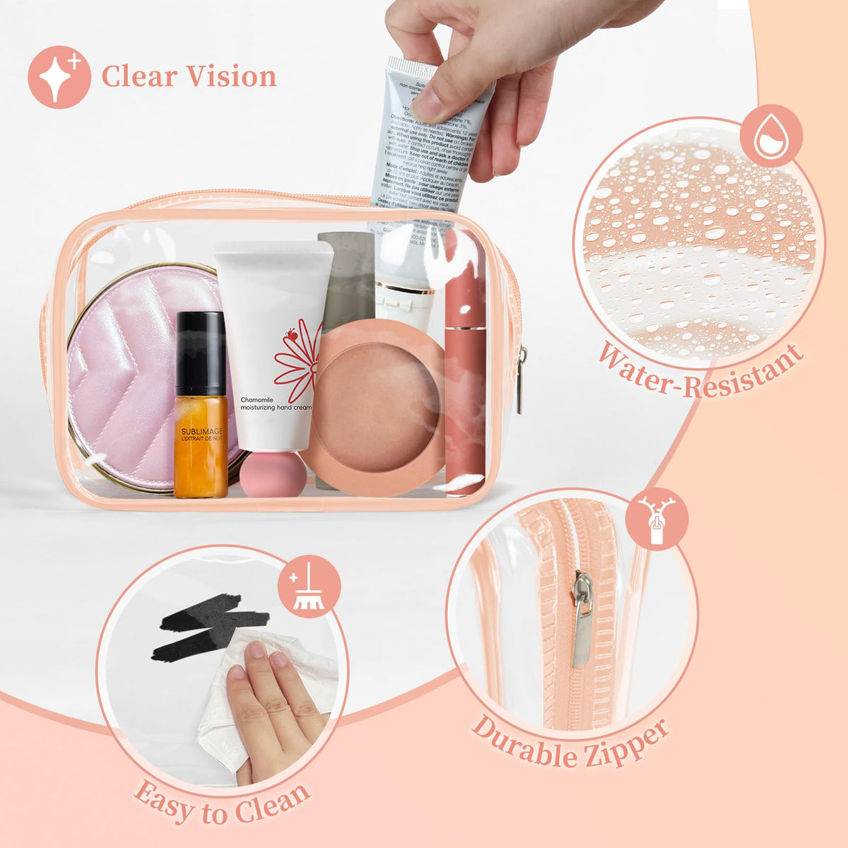 Compact travel makeup bags suitable for mini essentials and carry-on compatibility