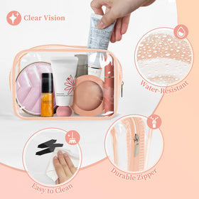 Compact travel makeup bags suitable for mini essentials and carry-on compatibility