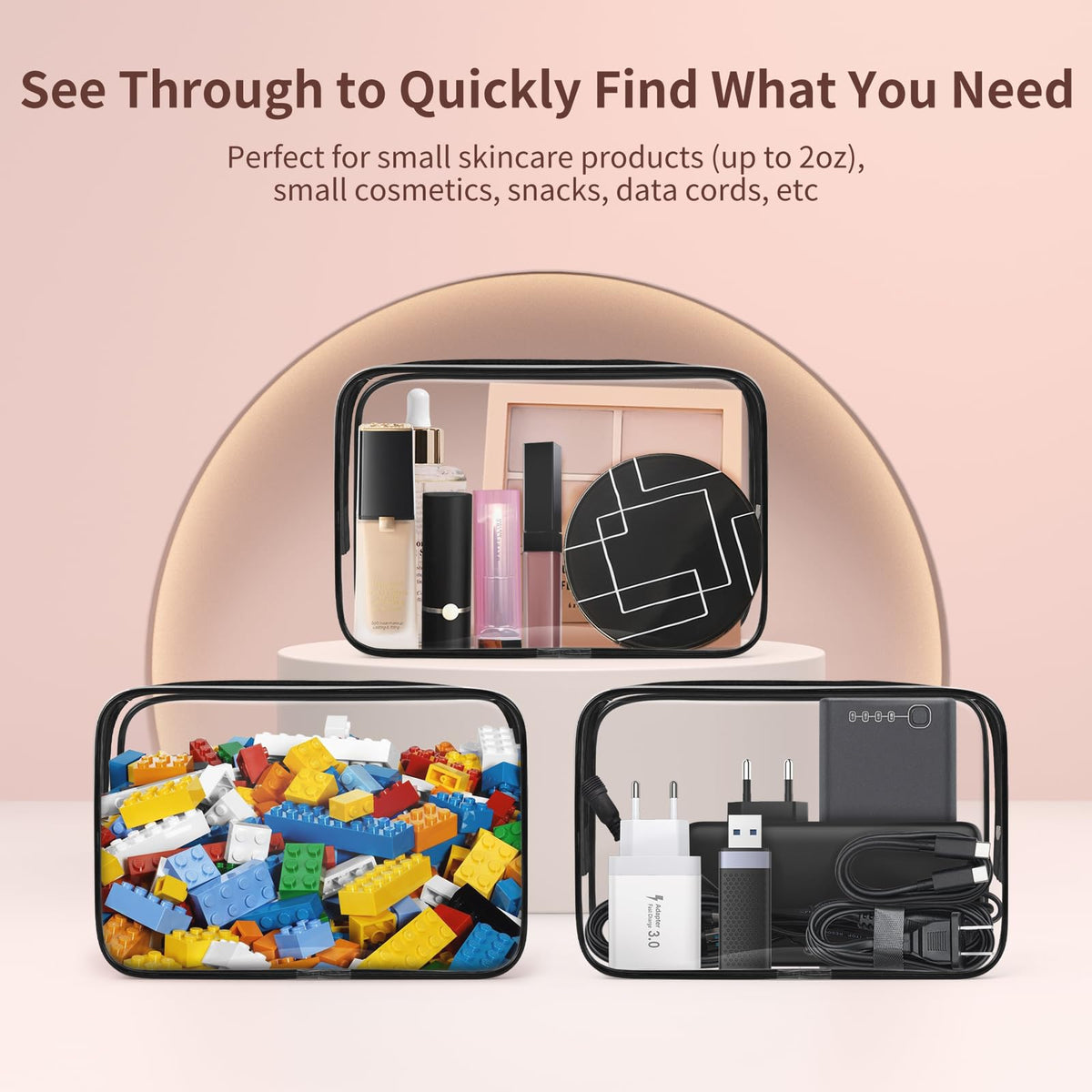 TISRATOK PVC water-resistant toiletry bag protects liquids from splashes.