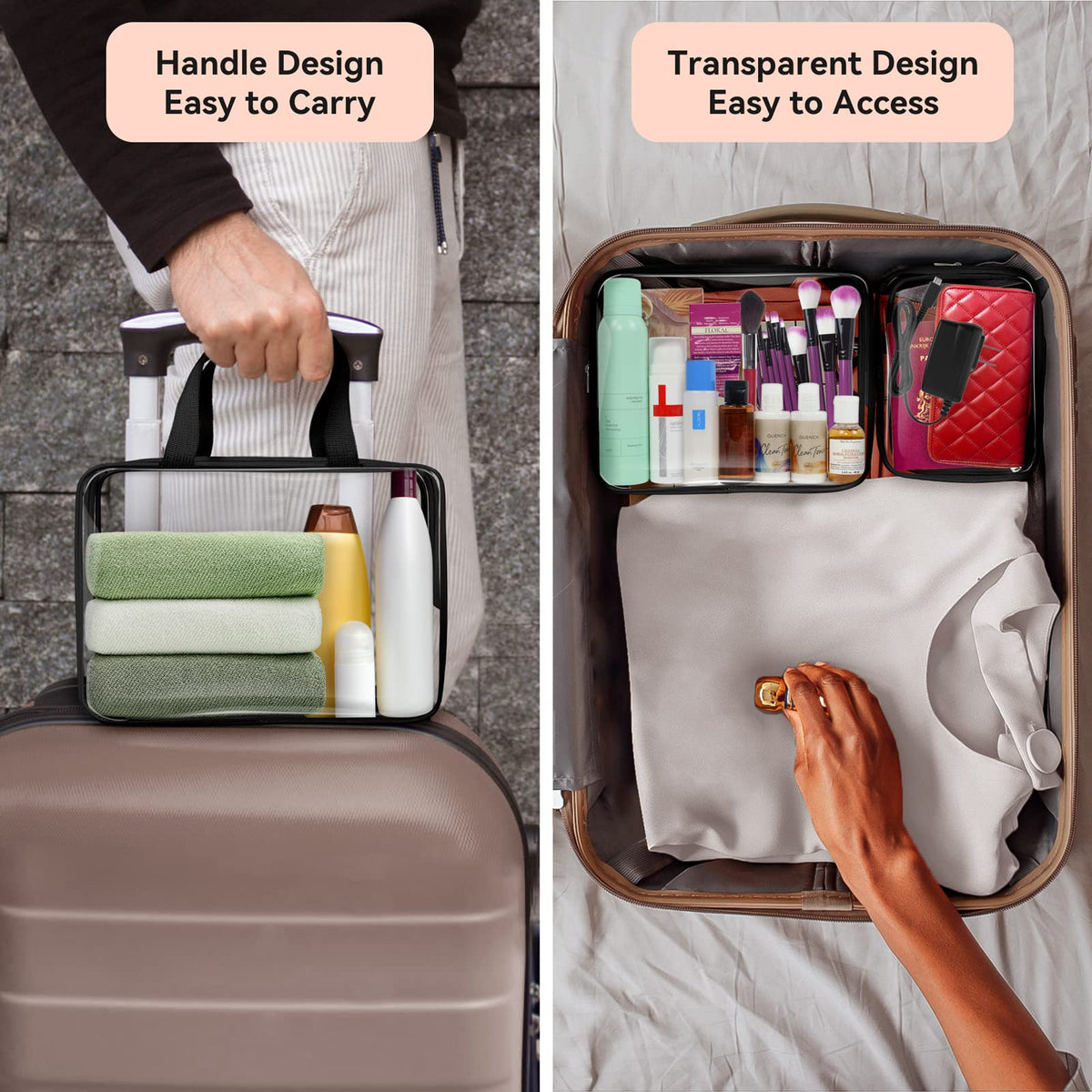 TISTRATOK clear bag with waterproof surface and reinforced zipper for durable use.