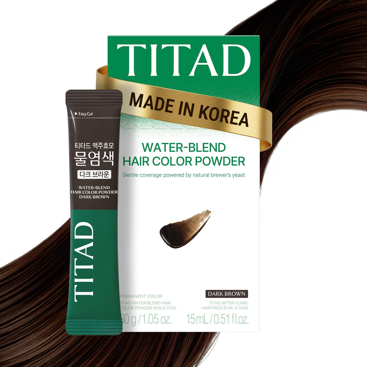 TITAD dark brown hair dye powder used for at-home color and gray coverage