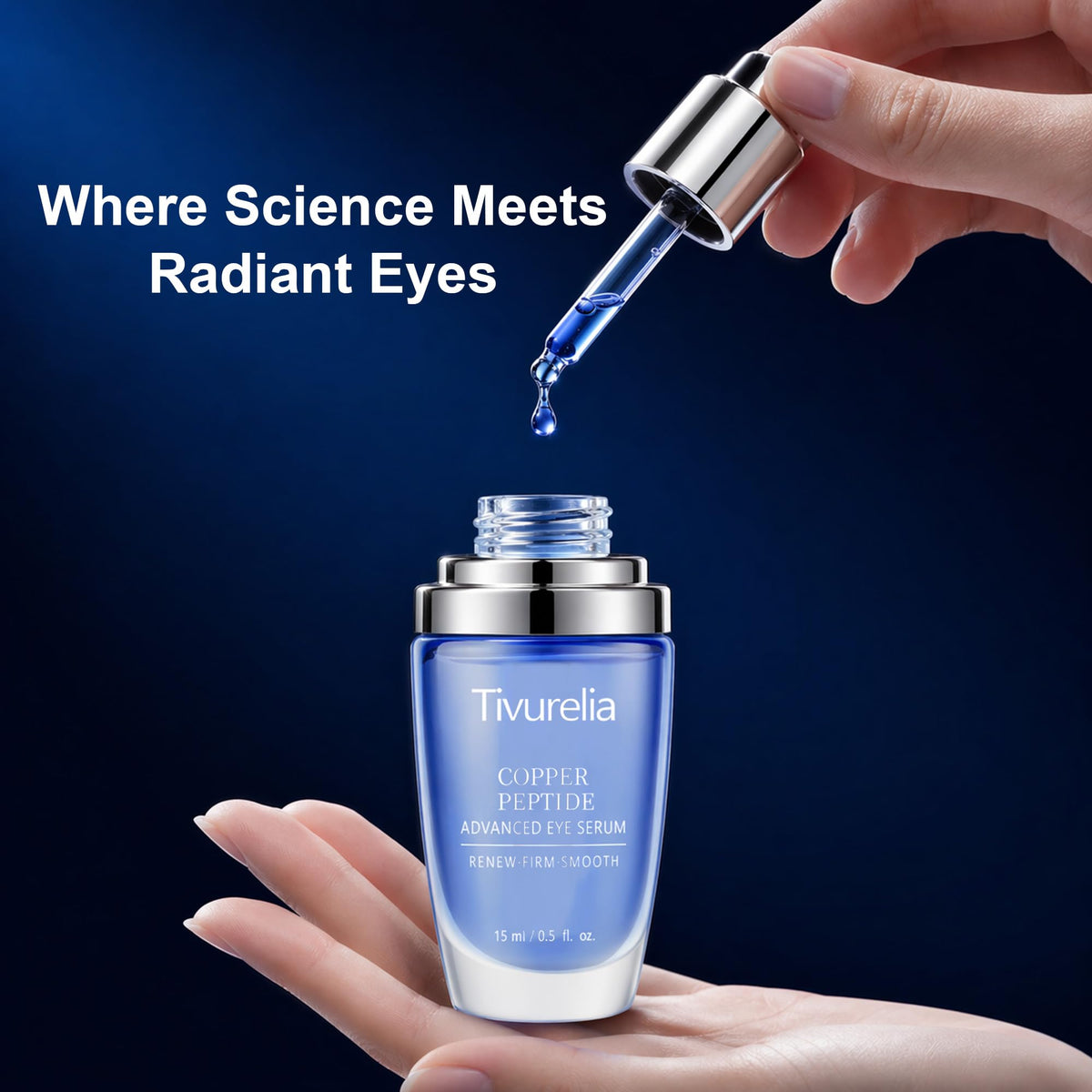 Tivurelia copper peptide serum dispense cap for easy precise application.
