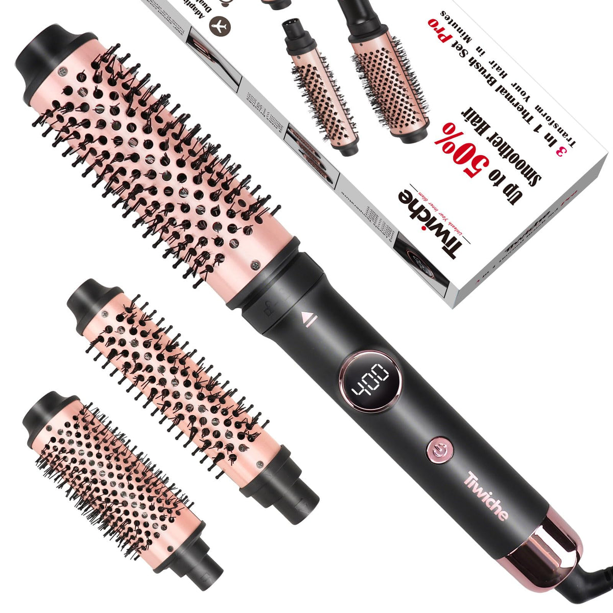 Tiwiche Thermal Brush Set with LCD temperature display for precise styling