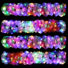 TIZAPIB LED scrunchies pack shot highlighting 40 glow-in-the-dark hair ties for parties