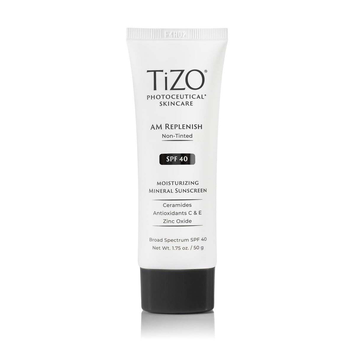 TIZO AM Replenish bottle front view with mineral sunscreen and SPF 40.