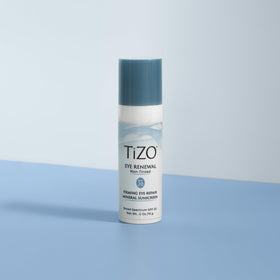 TIZO Eye Renewal packaging outer box highlighting a compact, travel-friendly design.