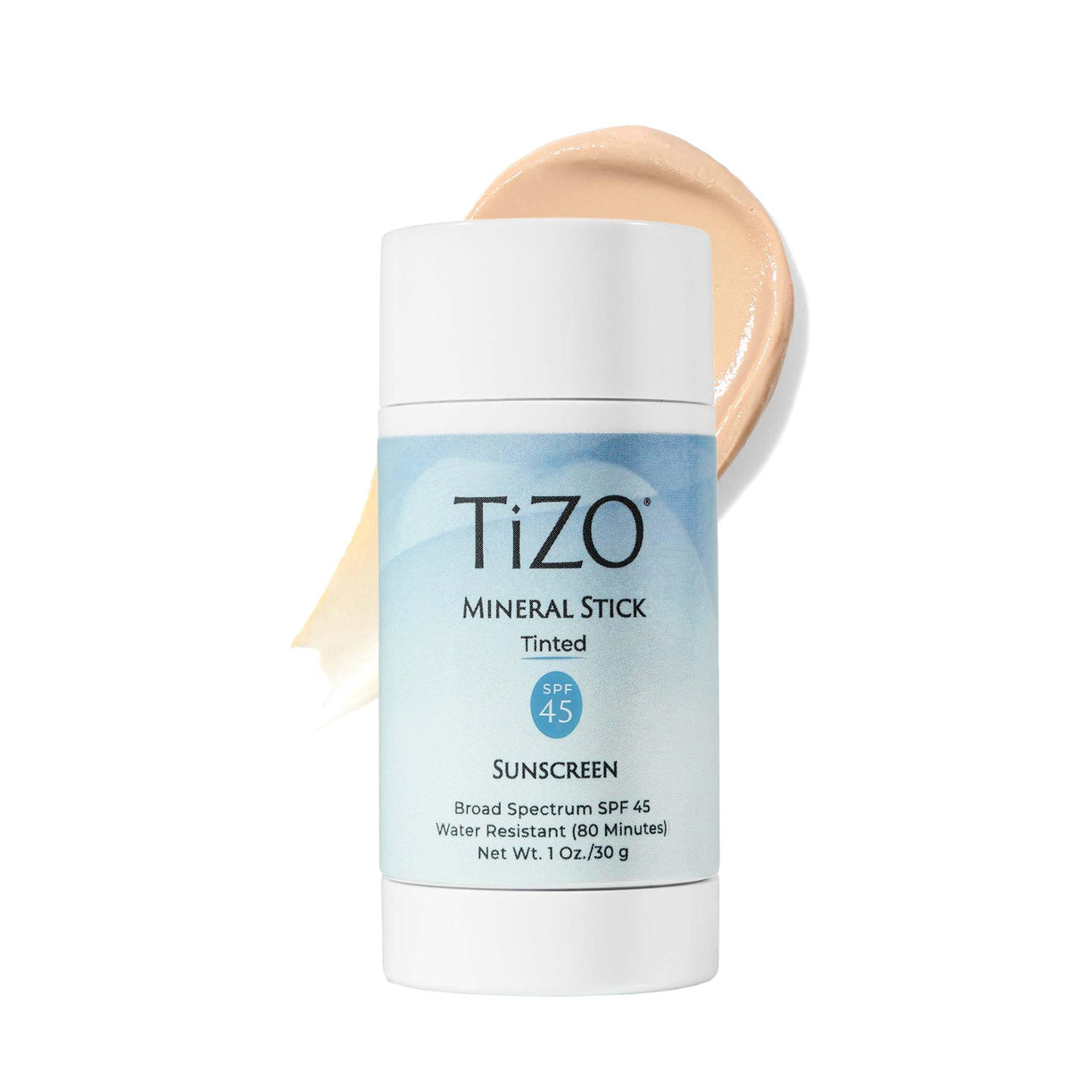 TiZO mineral stick tinted SPF 45 in-use application for quick sun protection on the go.
